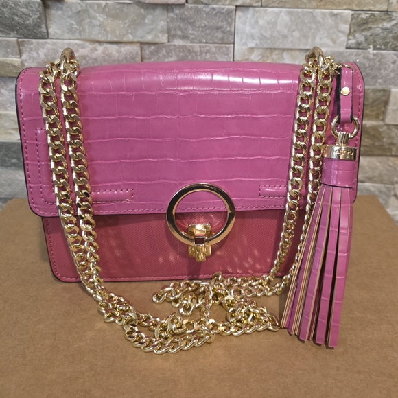 ALDO. Pink Croc-Embossed Chain Shoulder Bag - Picture 2 of 6
